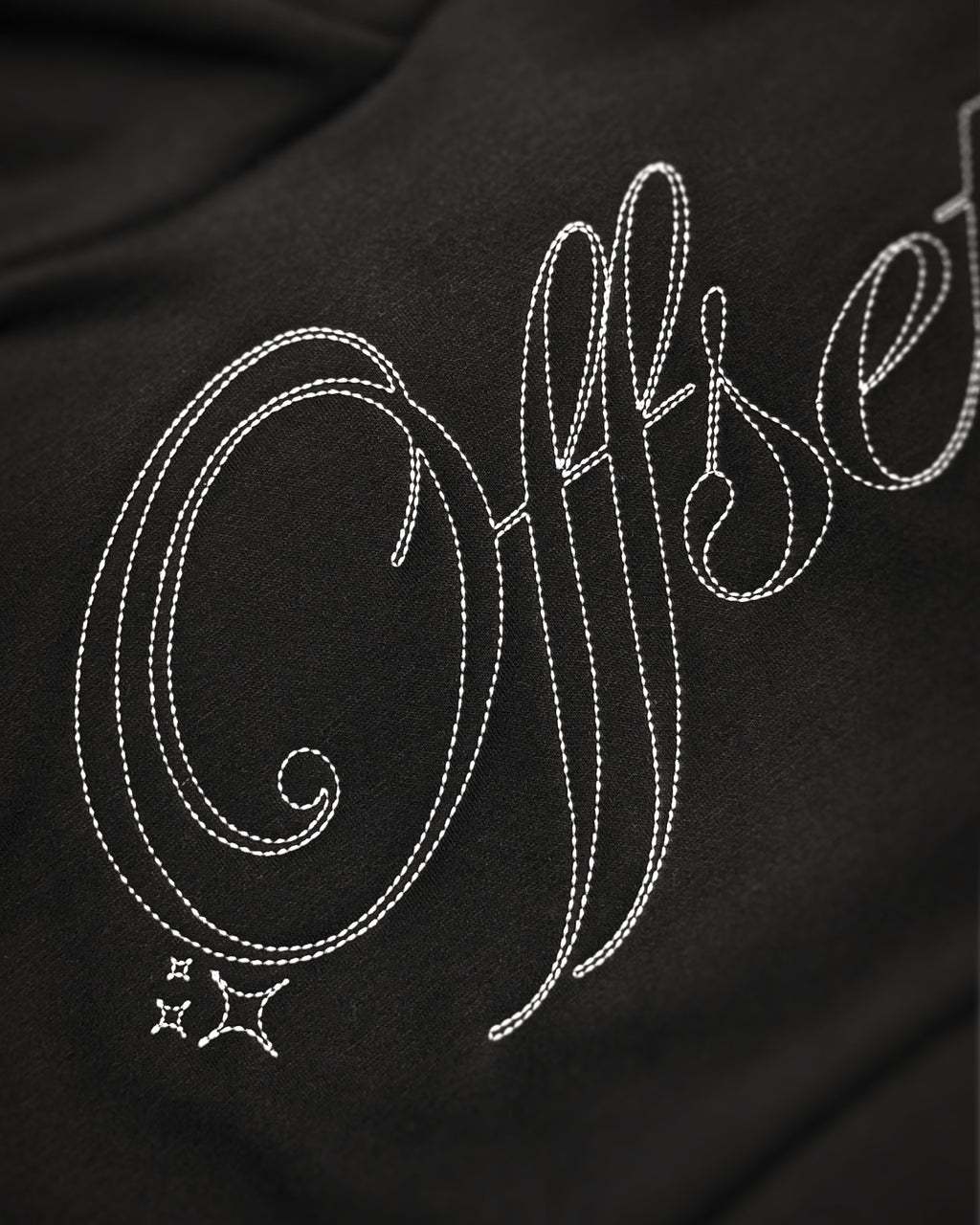 Running Stitch Cropped Hoodie (Black)