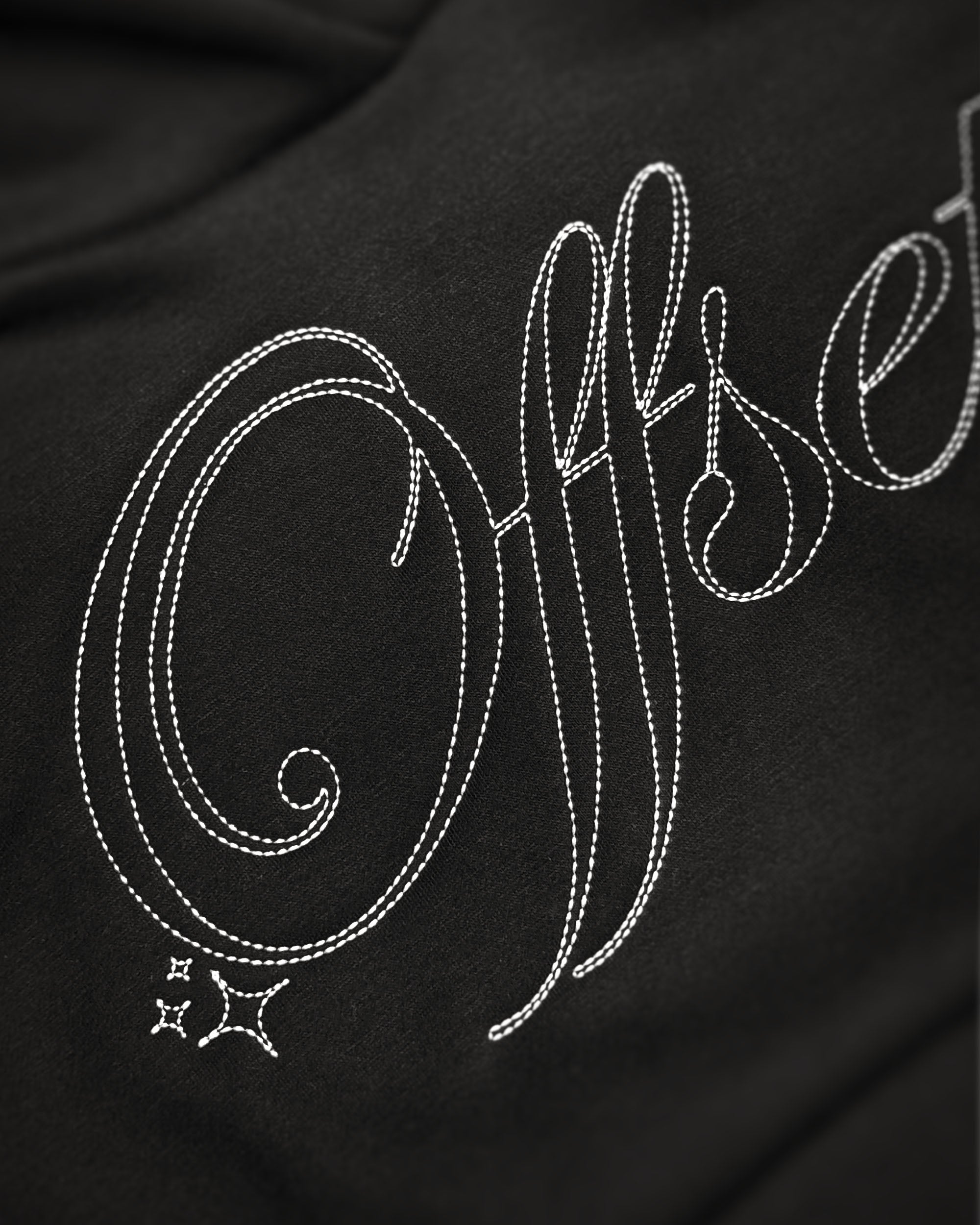 Running Stitch Cropped Hoodie (Black)