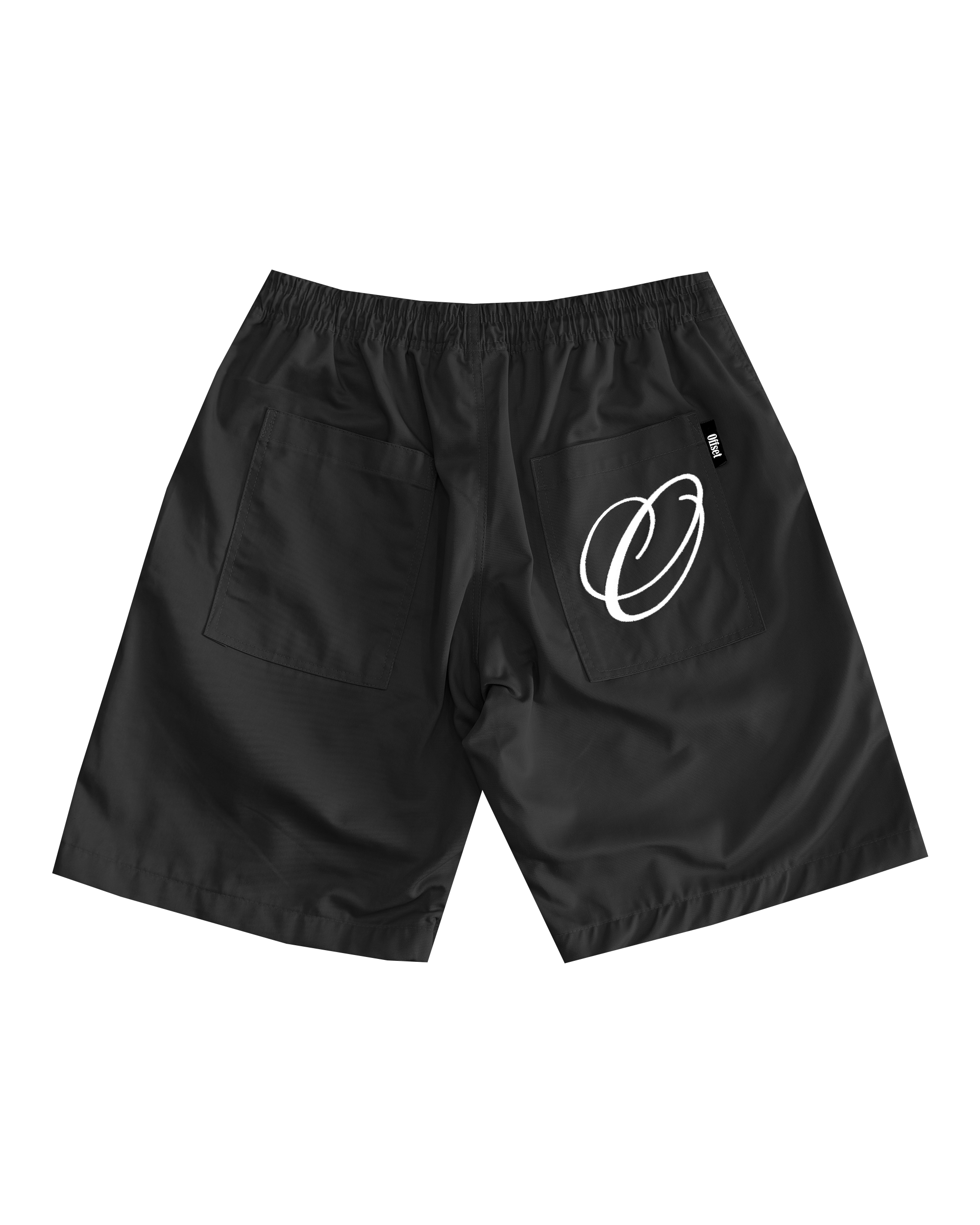 Letter Straight Cut Shorts (Black)