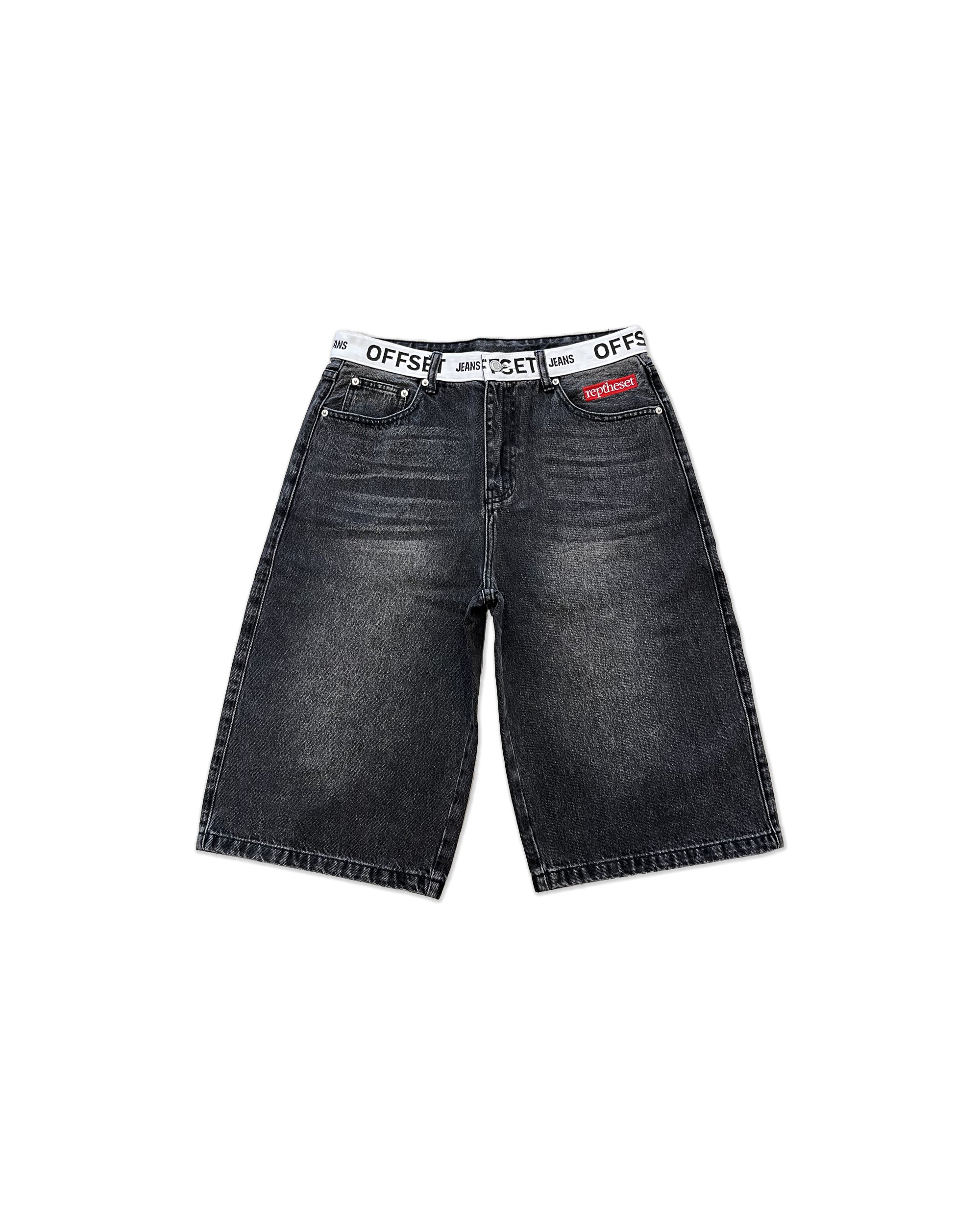 Tommy Baggy Denim Shorts (Faded Black)