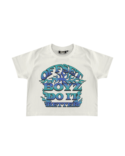 Blue Flame Baby Tee (Off White)