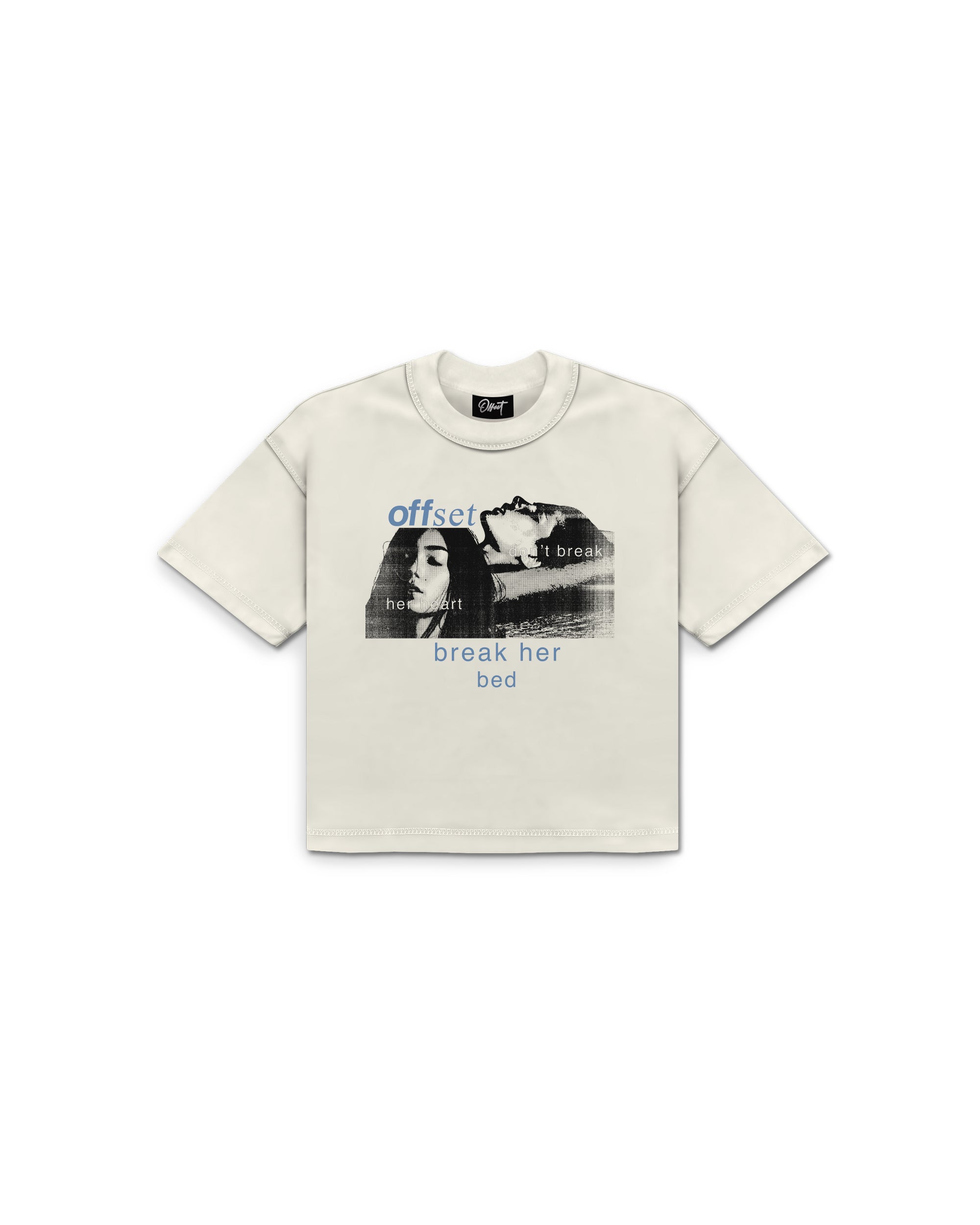 Break Her Bed Cropped Reverse Stitch Tee (Off White)
