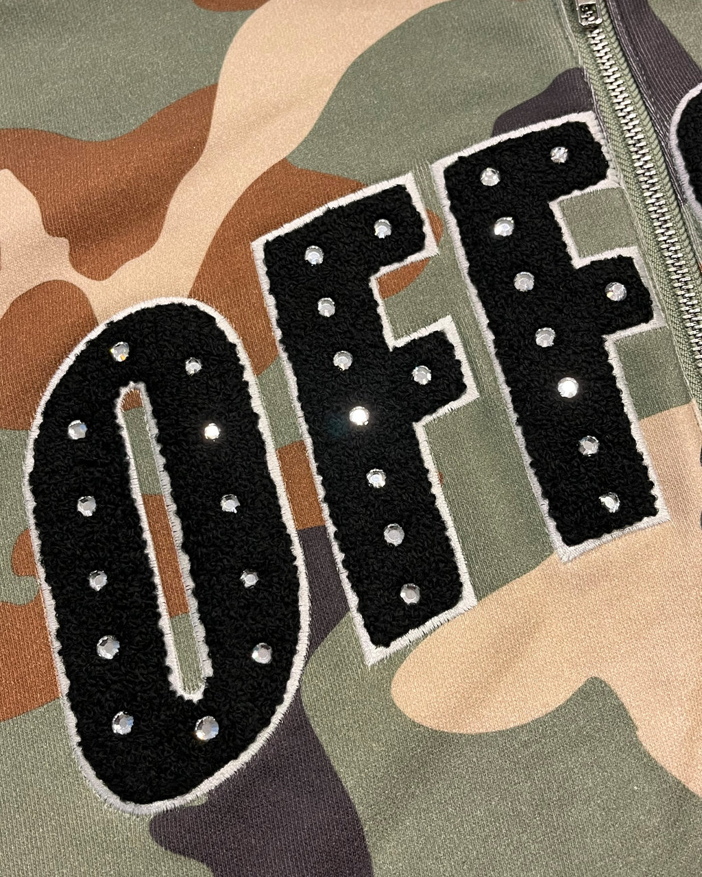 Studded French Terry Zip-up Hoodie (Camo)