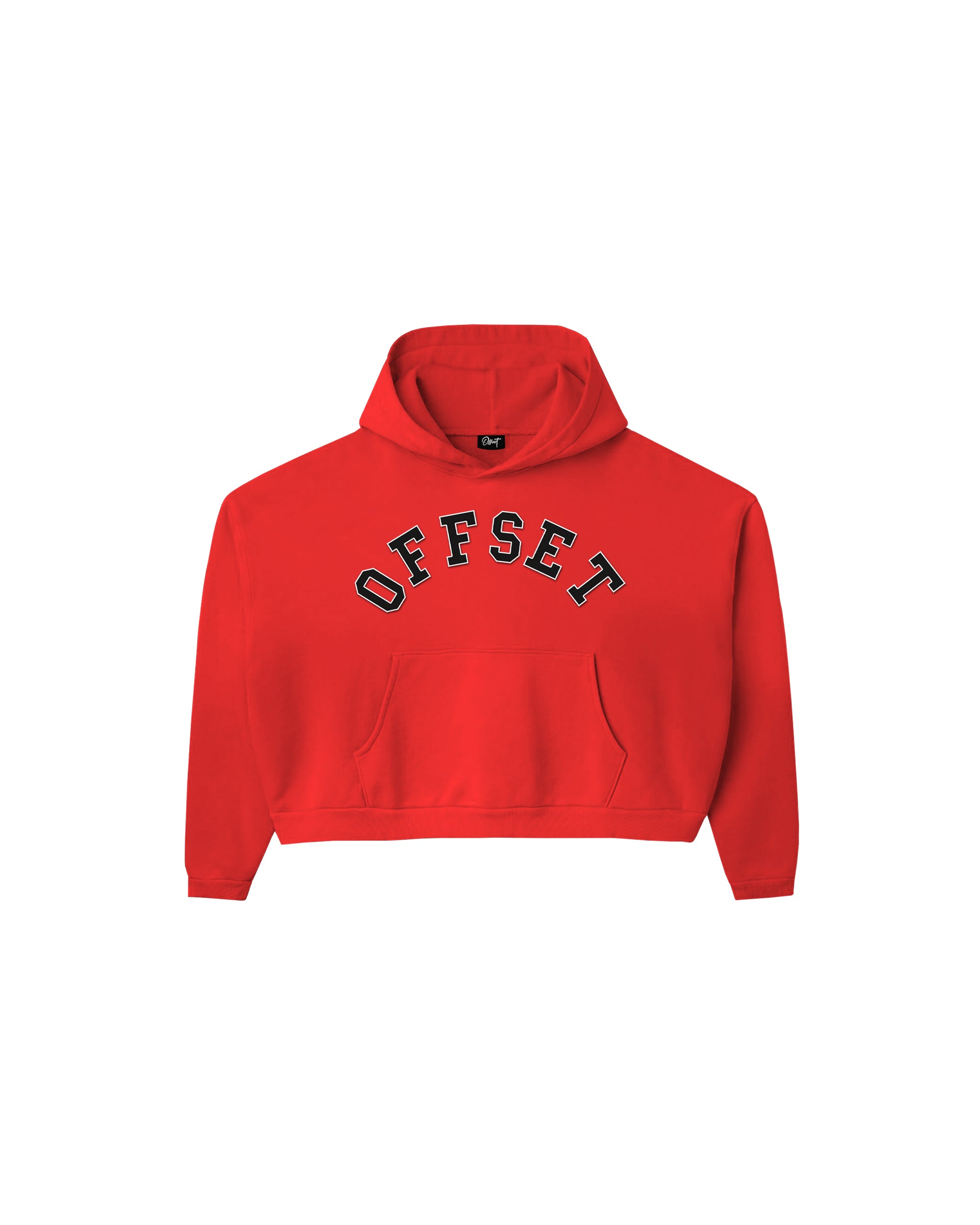 College Patch Cropped Hoodie (Red)