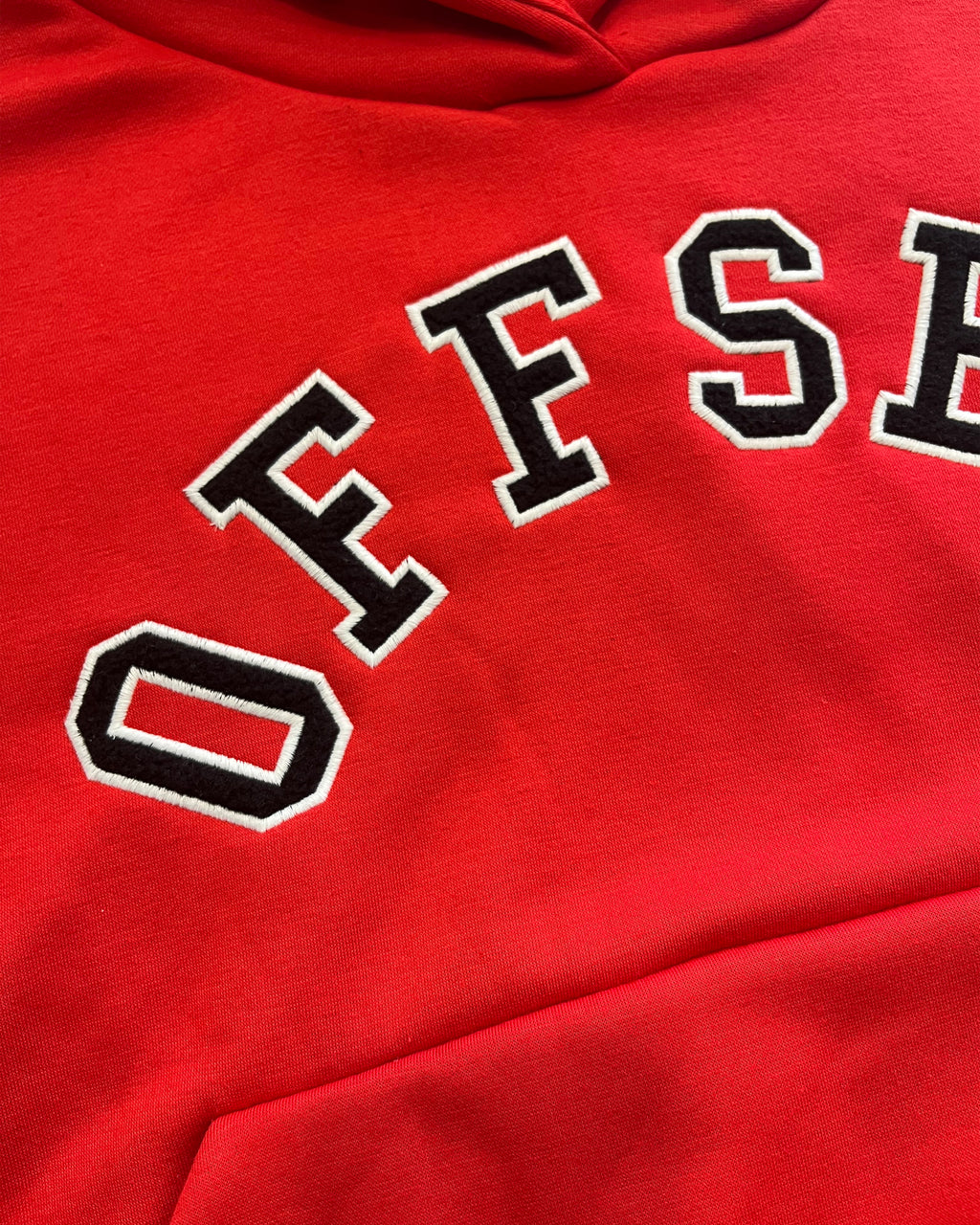 College Patch Cropped Hoodie (Red)