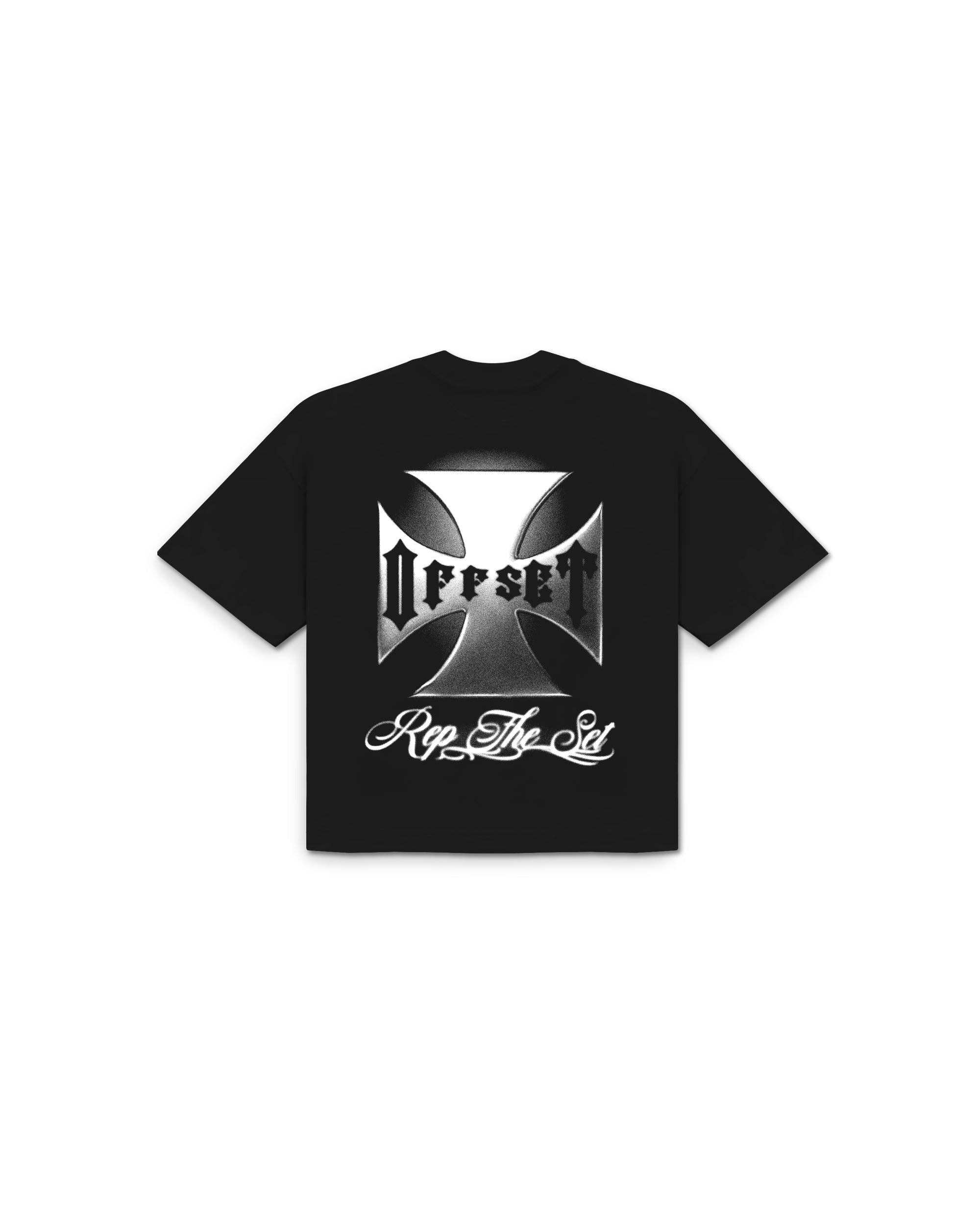 Cross Airbrush Cropped Tee (Black)