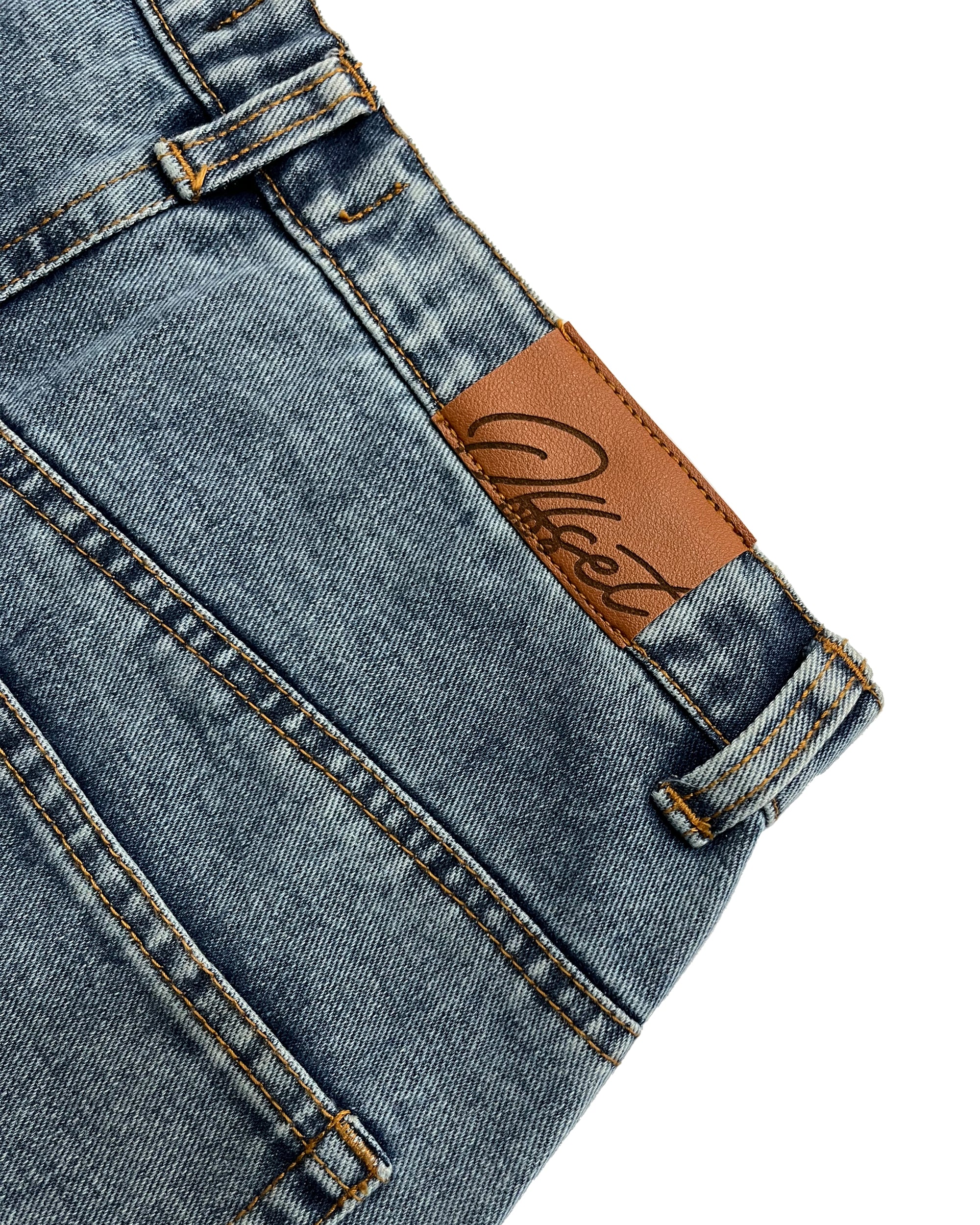 Embossed Baggy Denims (Stone Washed Blue)