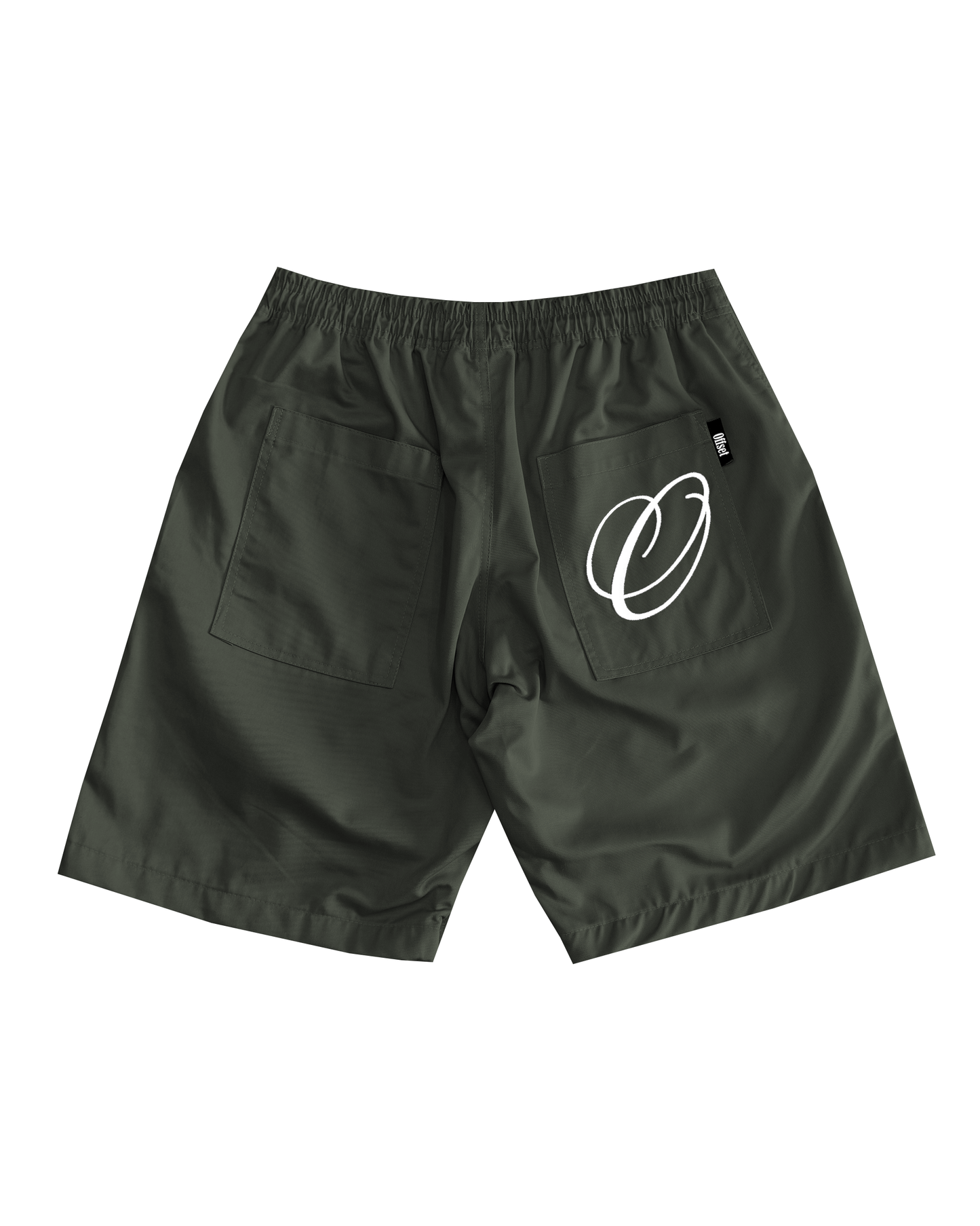 Letter Straight Cut Shorts (Fatigue)