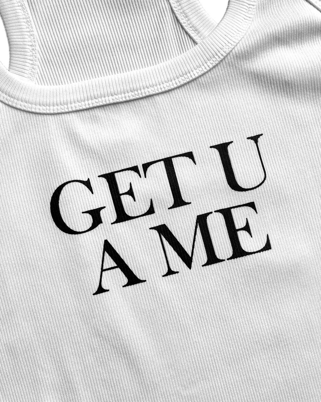 Get U A Me Cropped Tank Top (White)