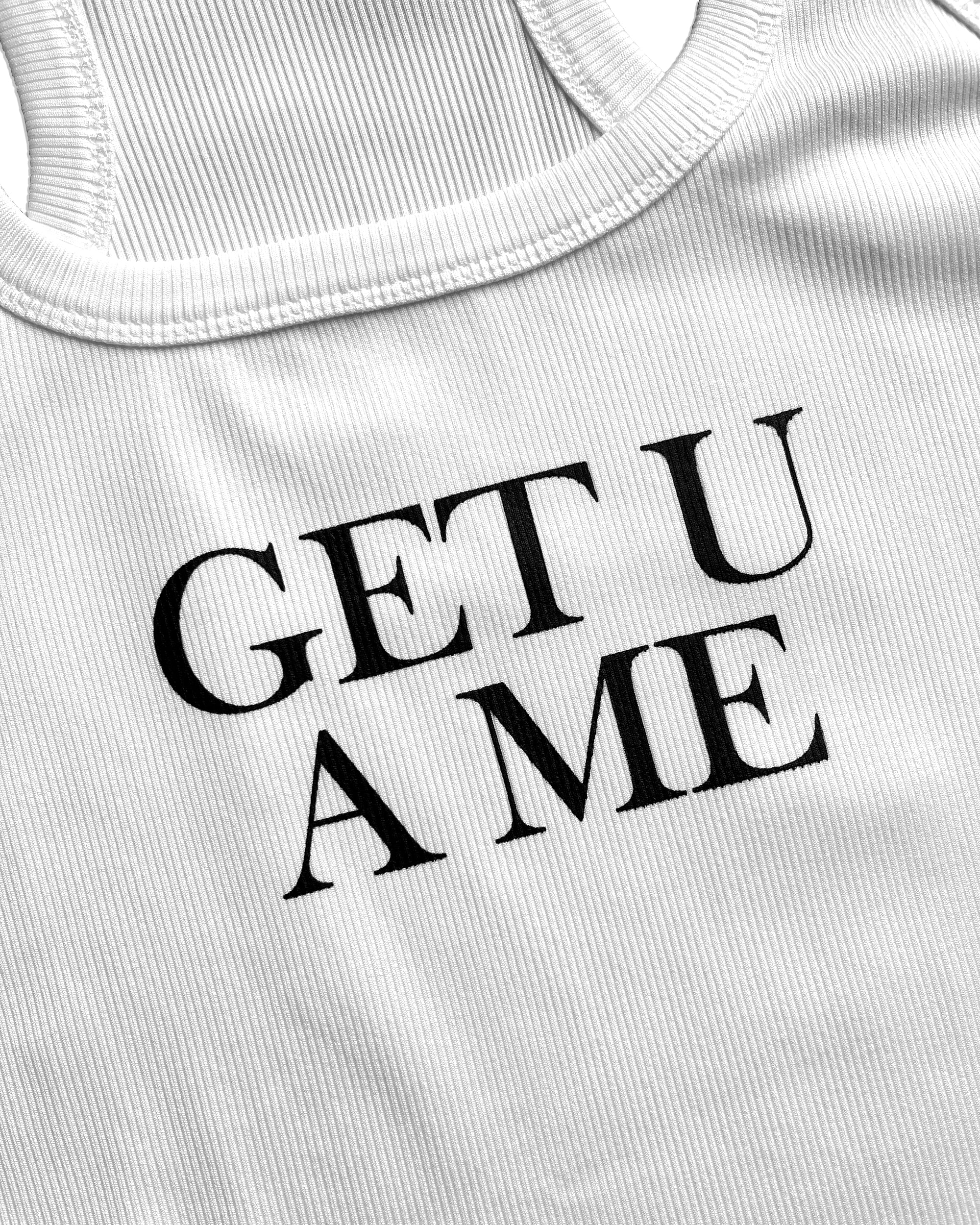 Get U A Me Cropped Tank Top (White)