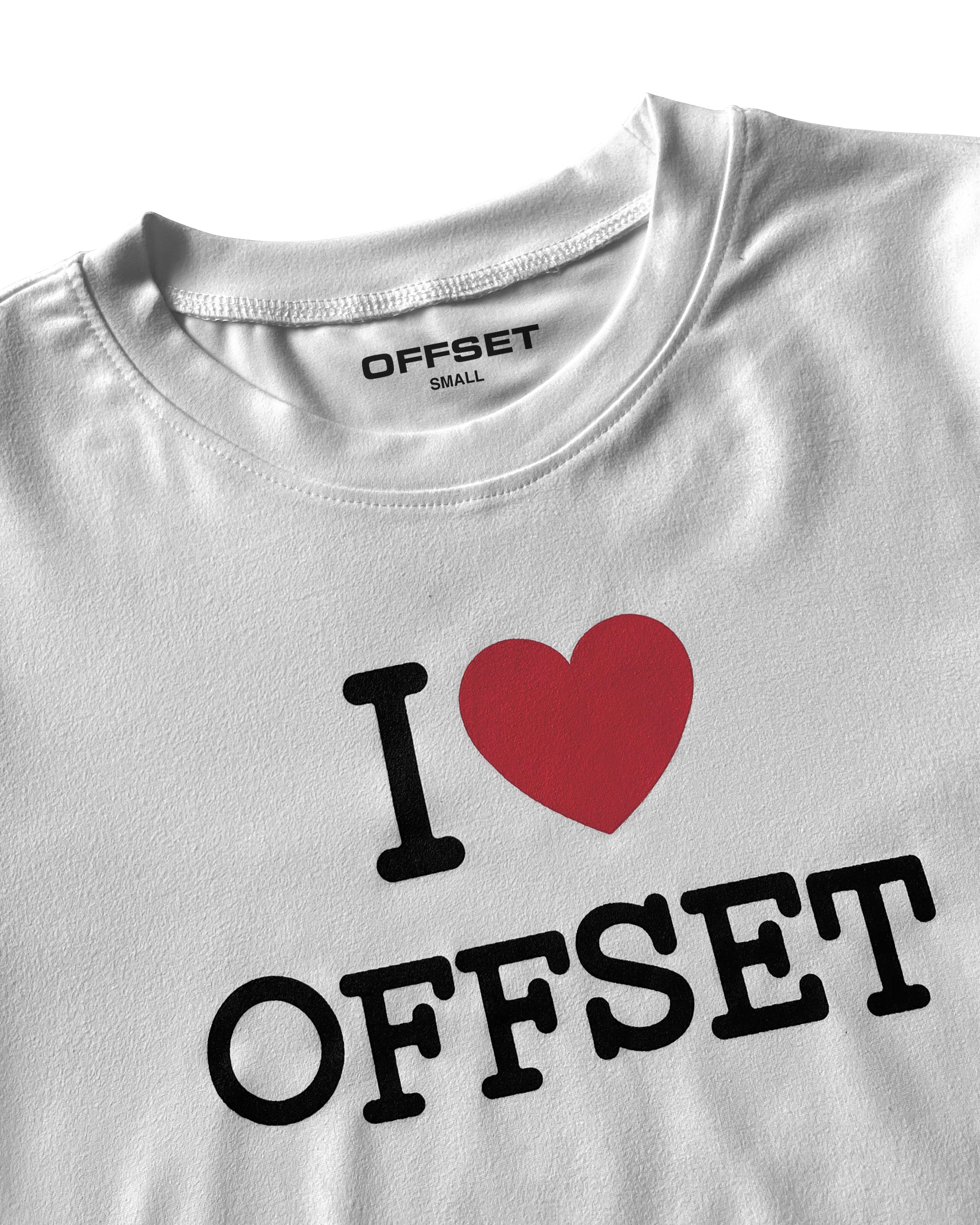 I Love Offset Fitted Croptop (White)