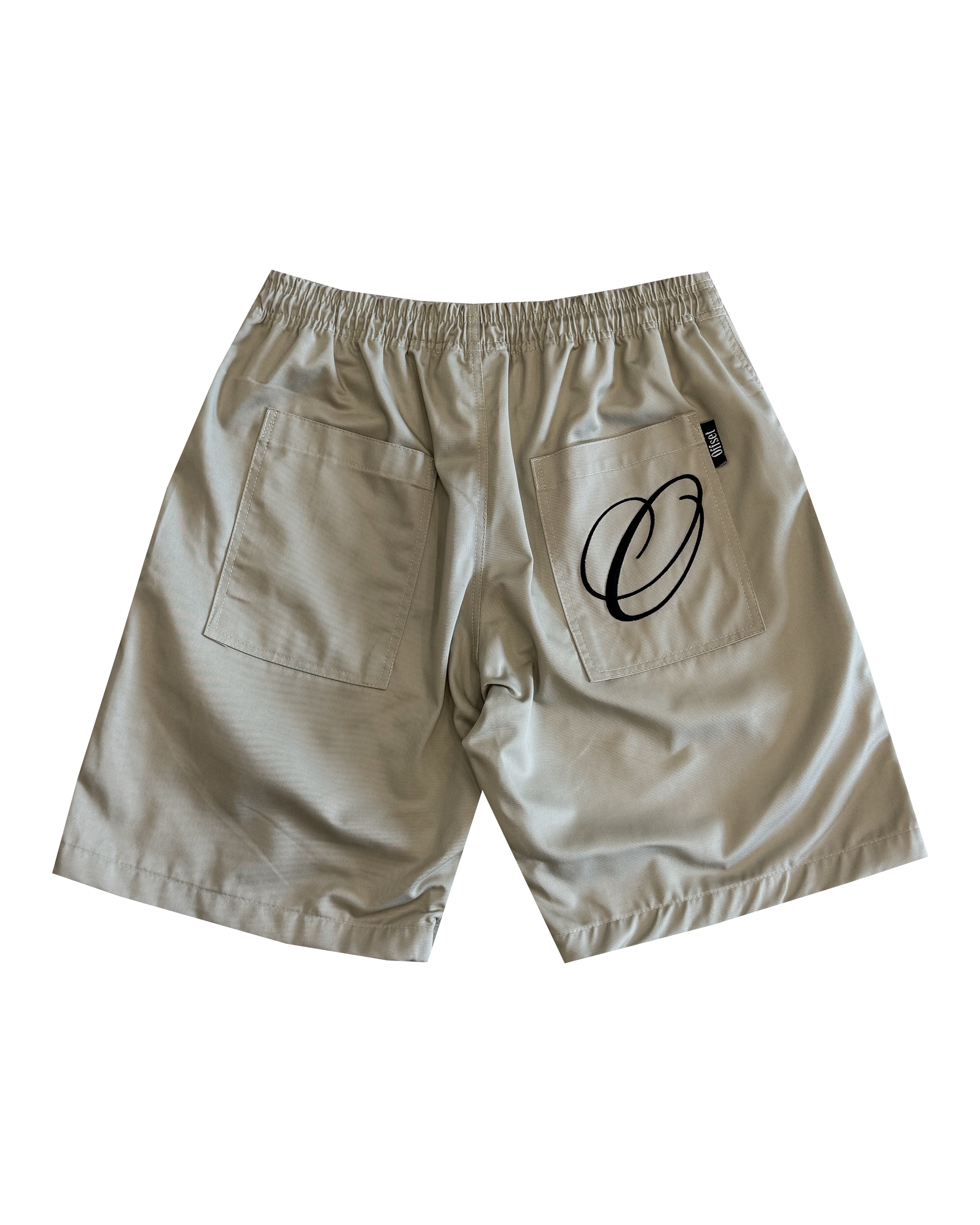 Letter Straight Cut Shorts (Light Khaki)