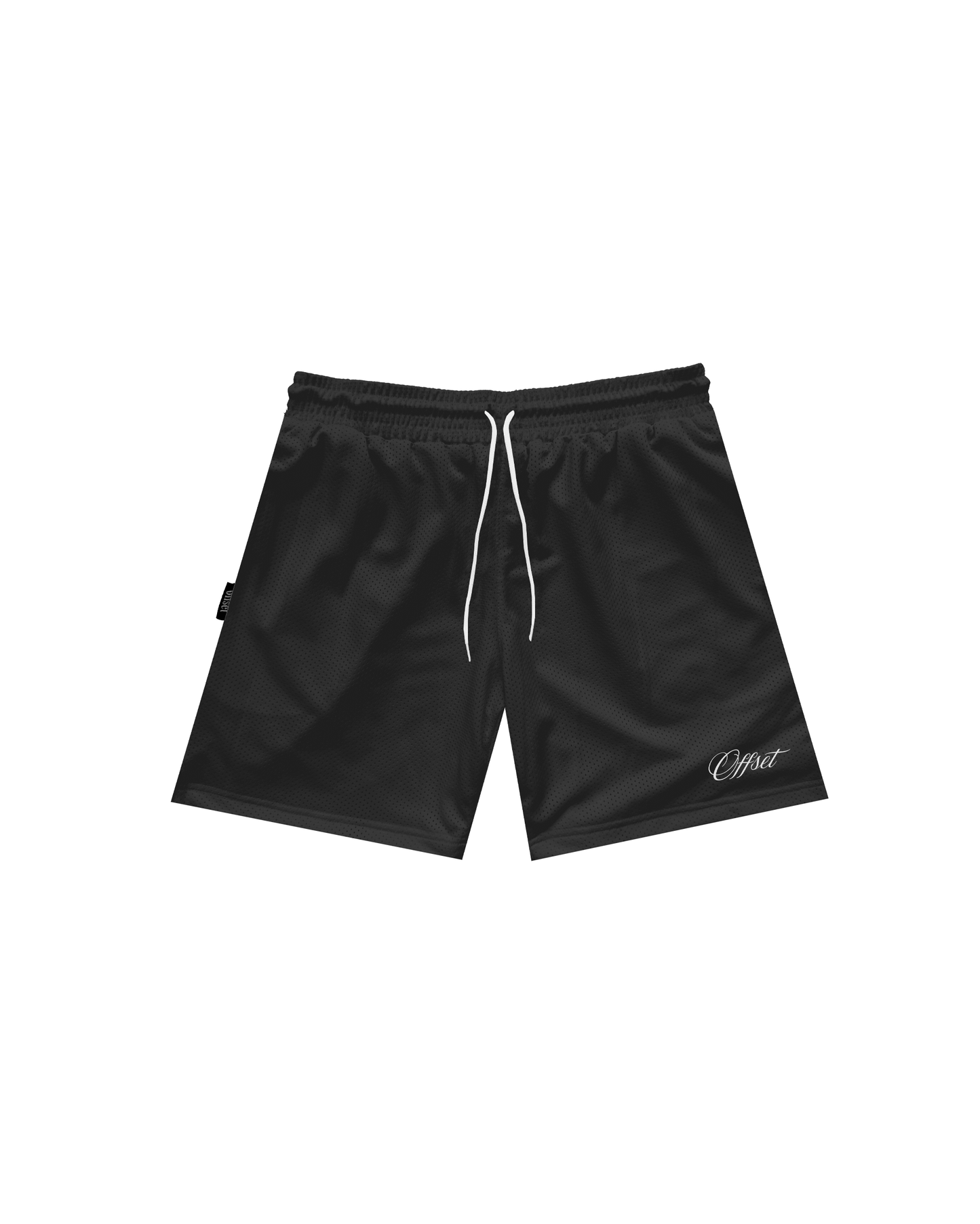 Script Logo Embroidered Mesh Shorts (Black)