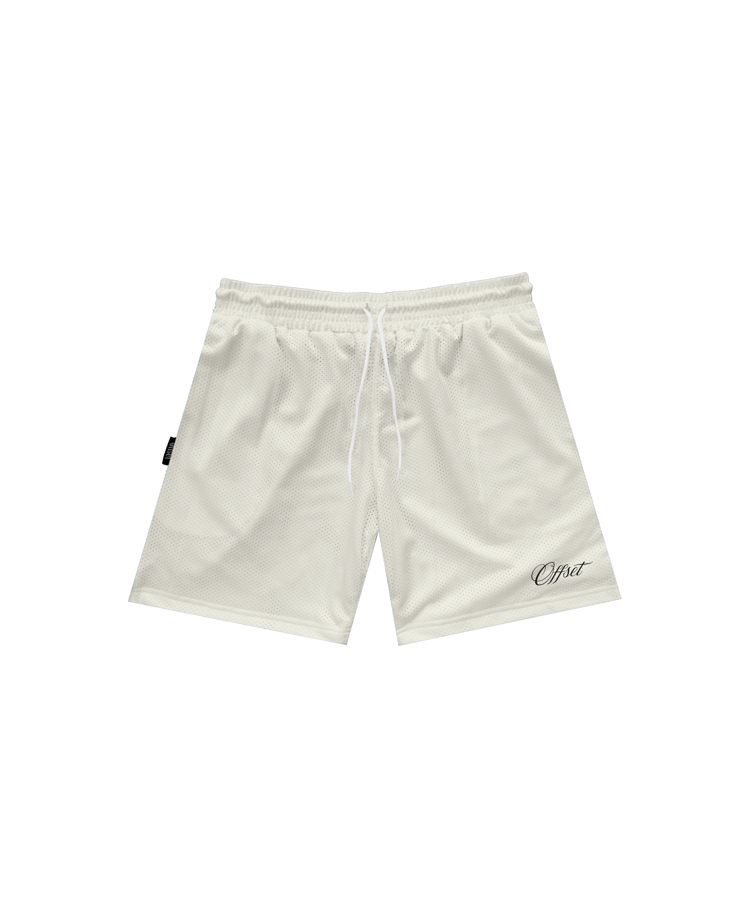 Script Logo Embroidered Mesh Shorts (Off White)