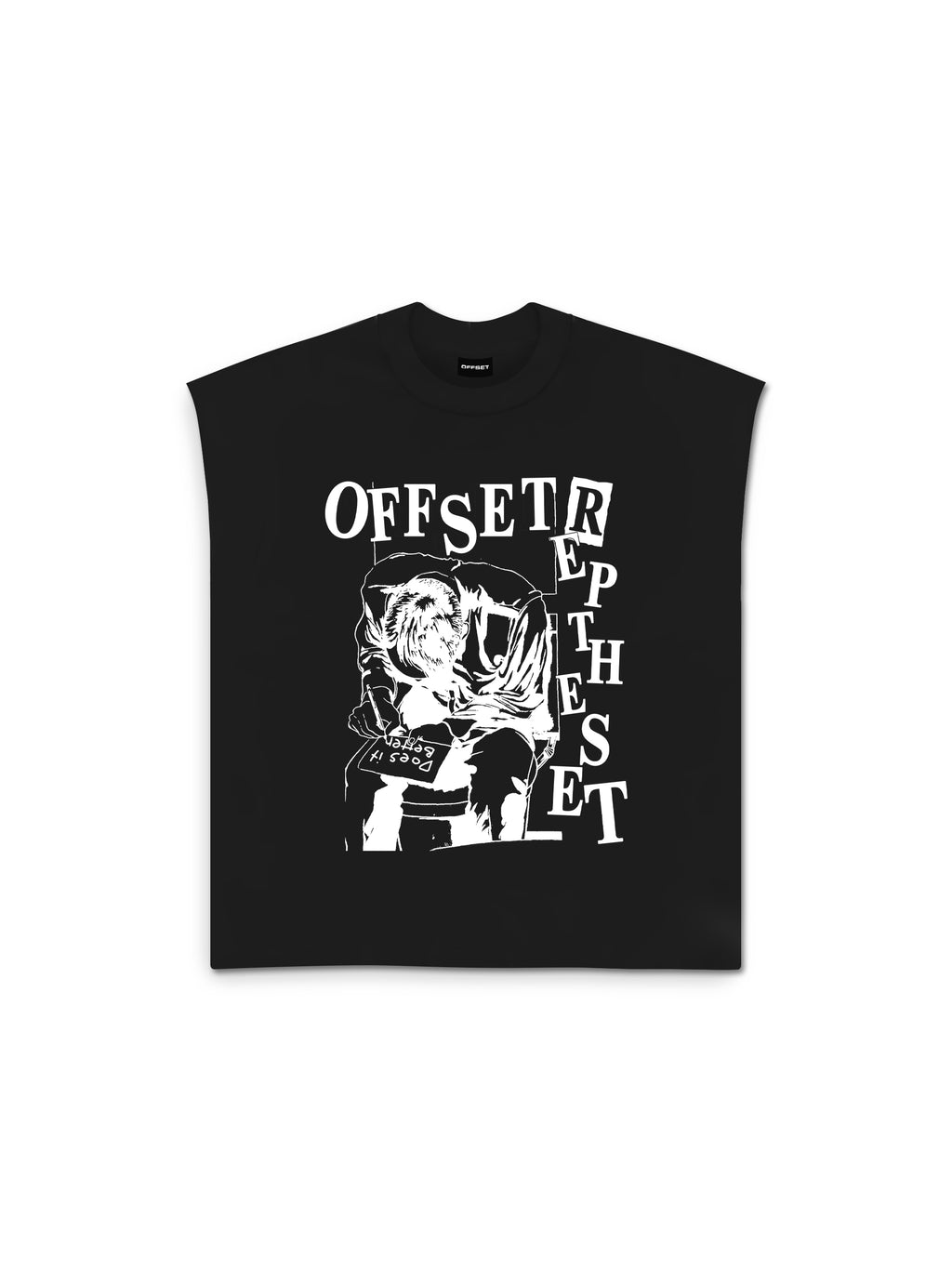 Note Cut Sleeve Top (Black)