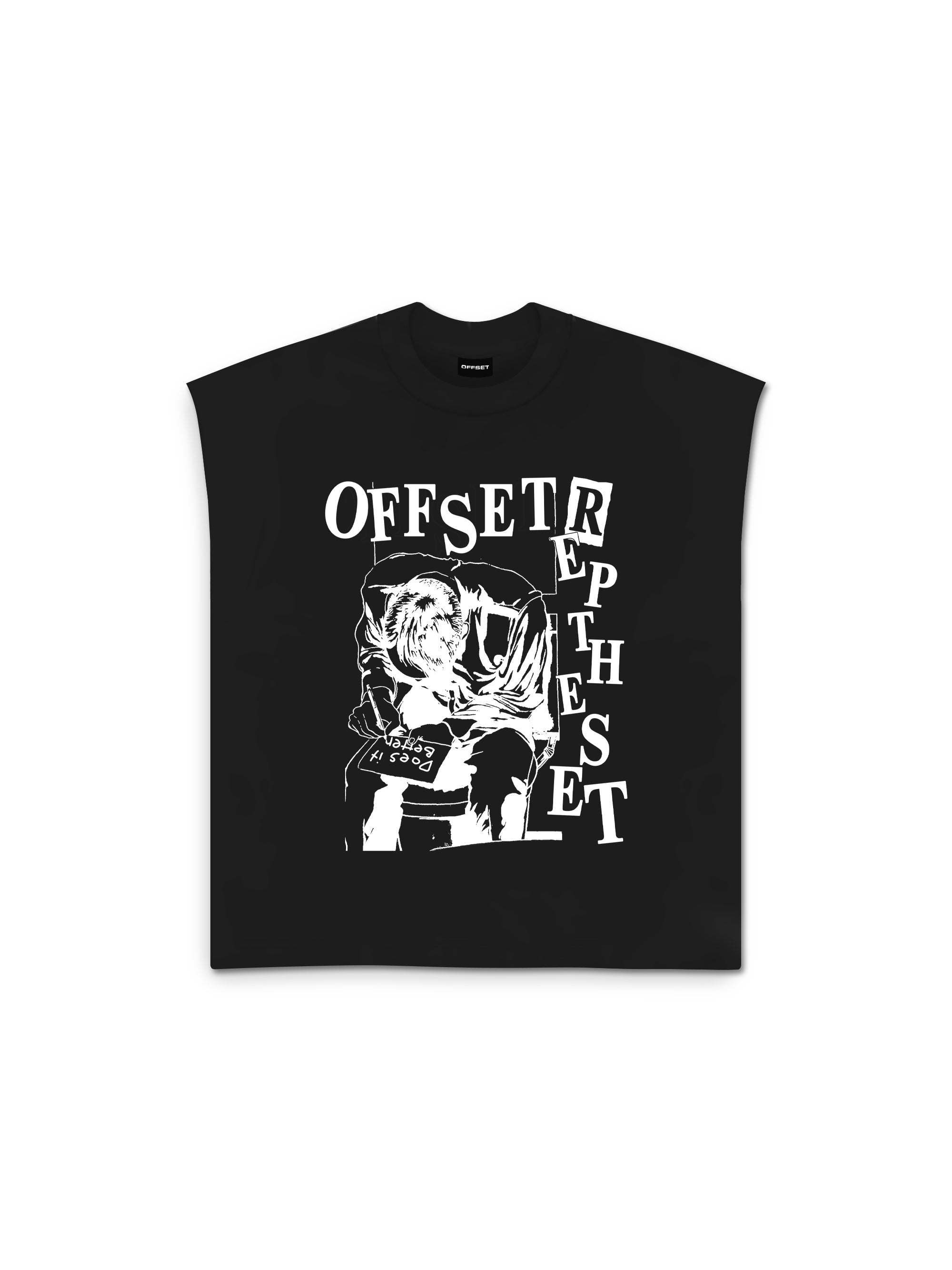 Note Cut Sleeve Top (Black)