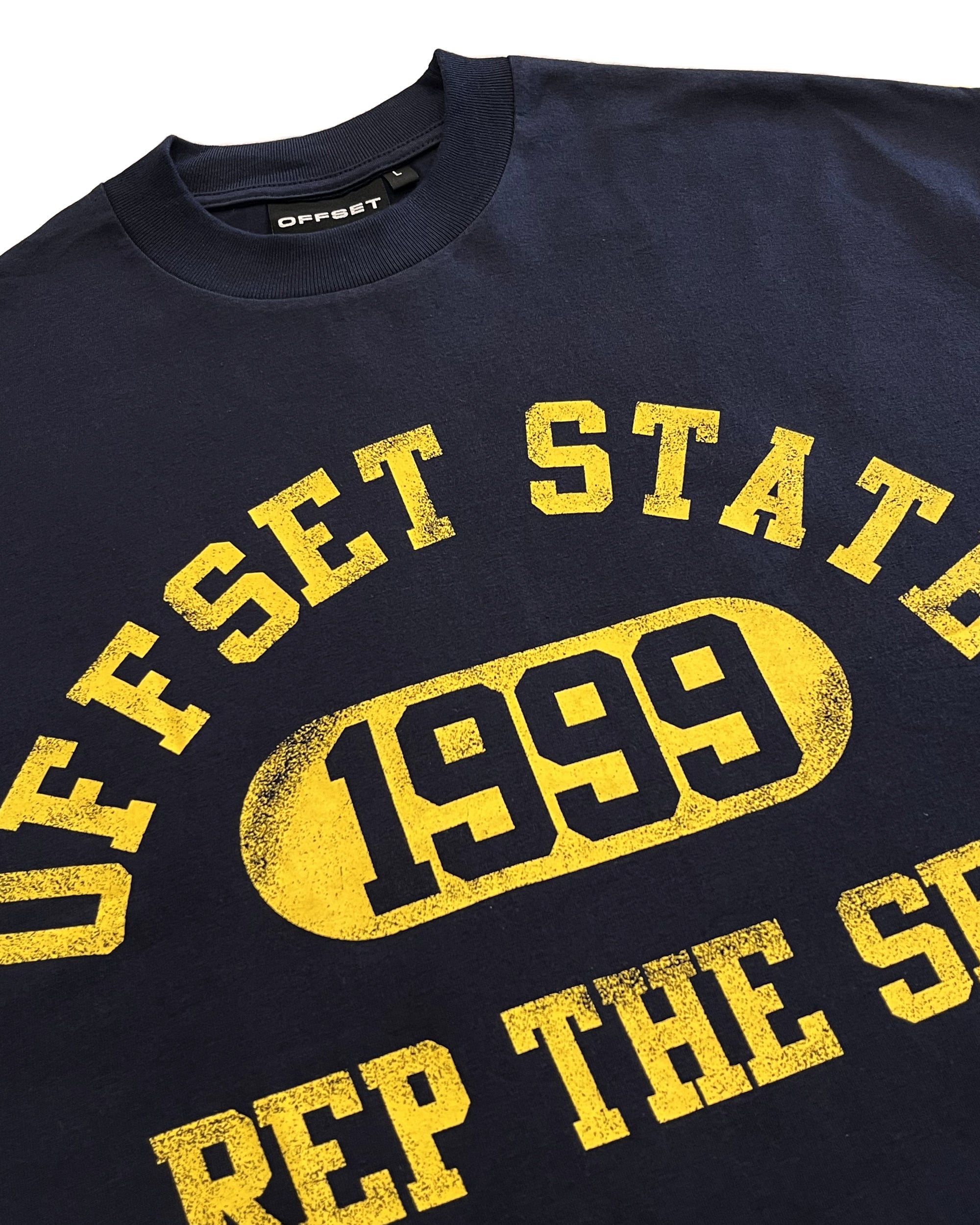 Offset State Tee (Navy Blue)
