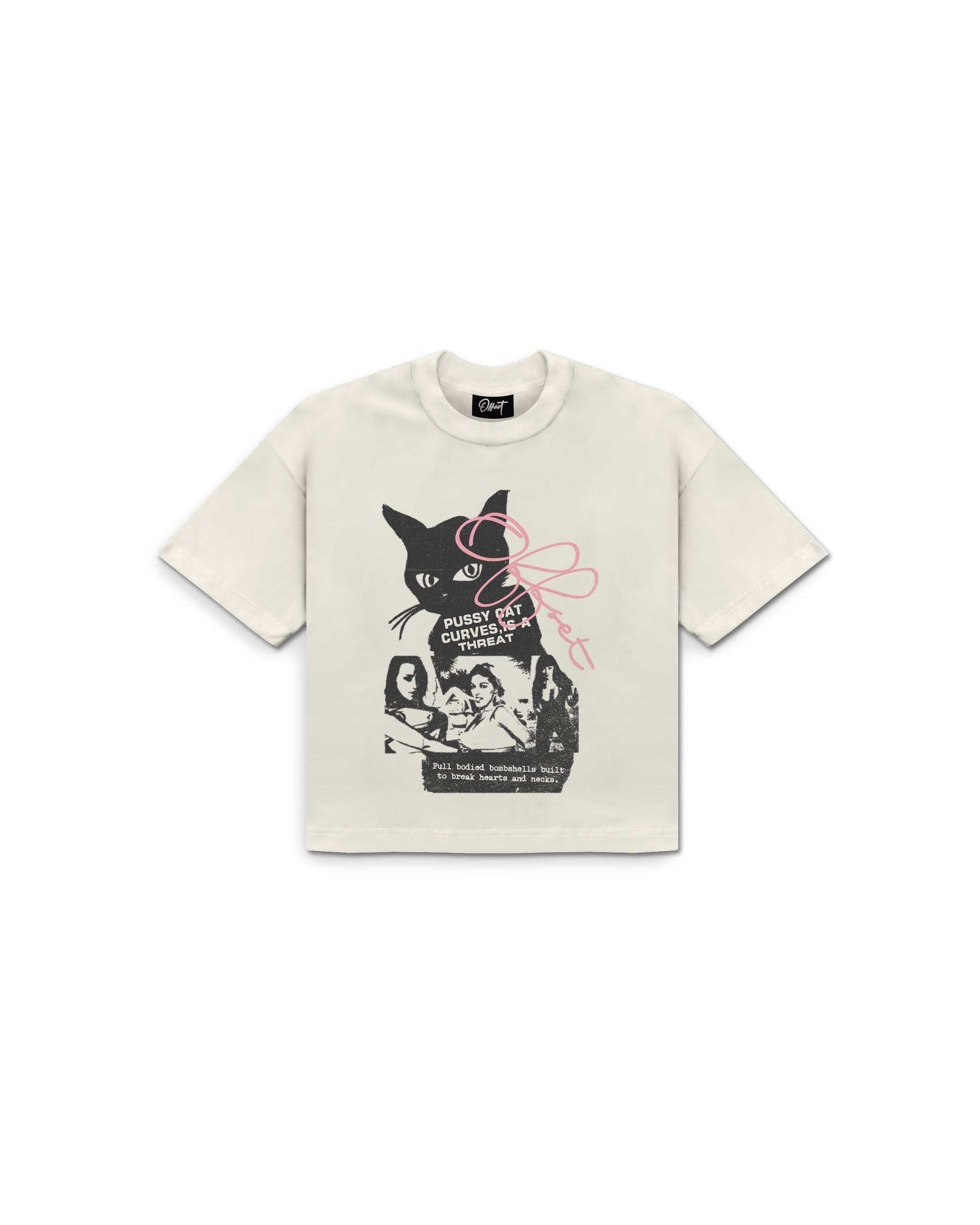 Pussycat Cropped Tee (Off White)