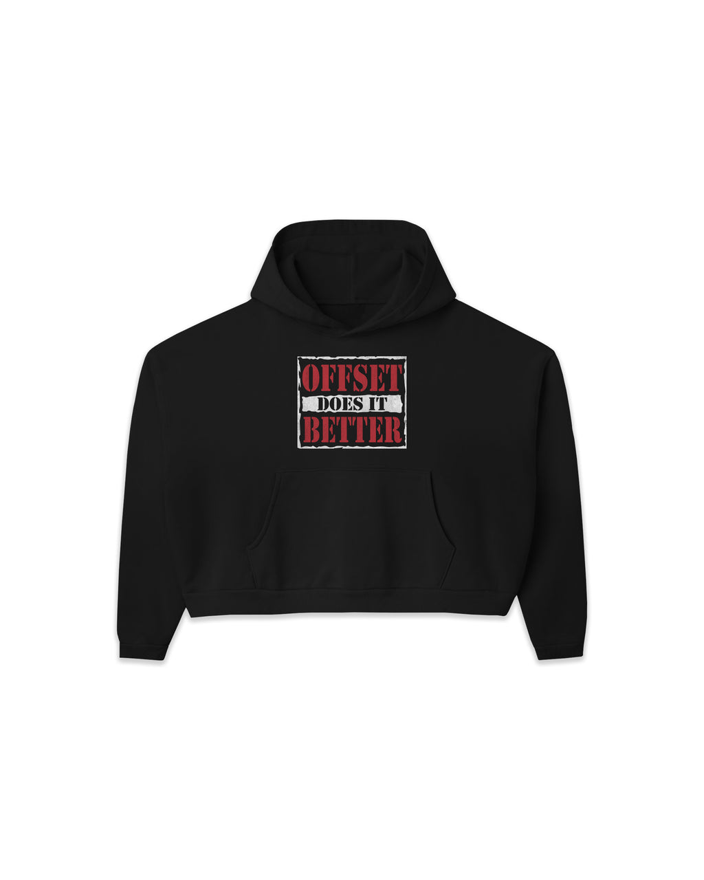 Raw Cropped Hoodie (Black)