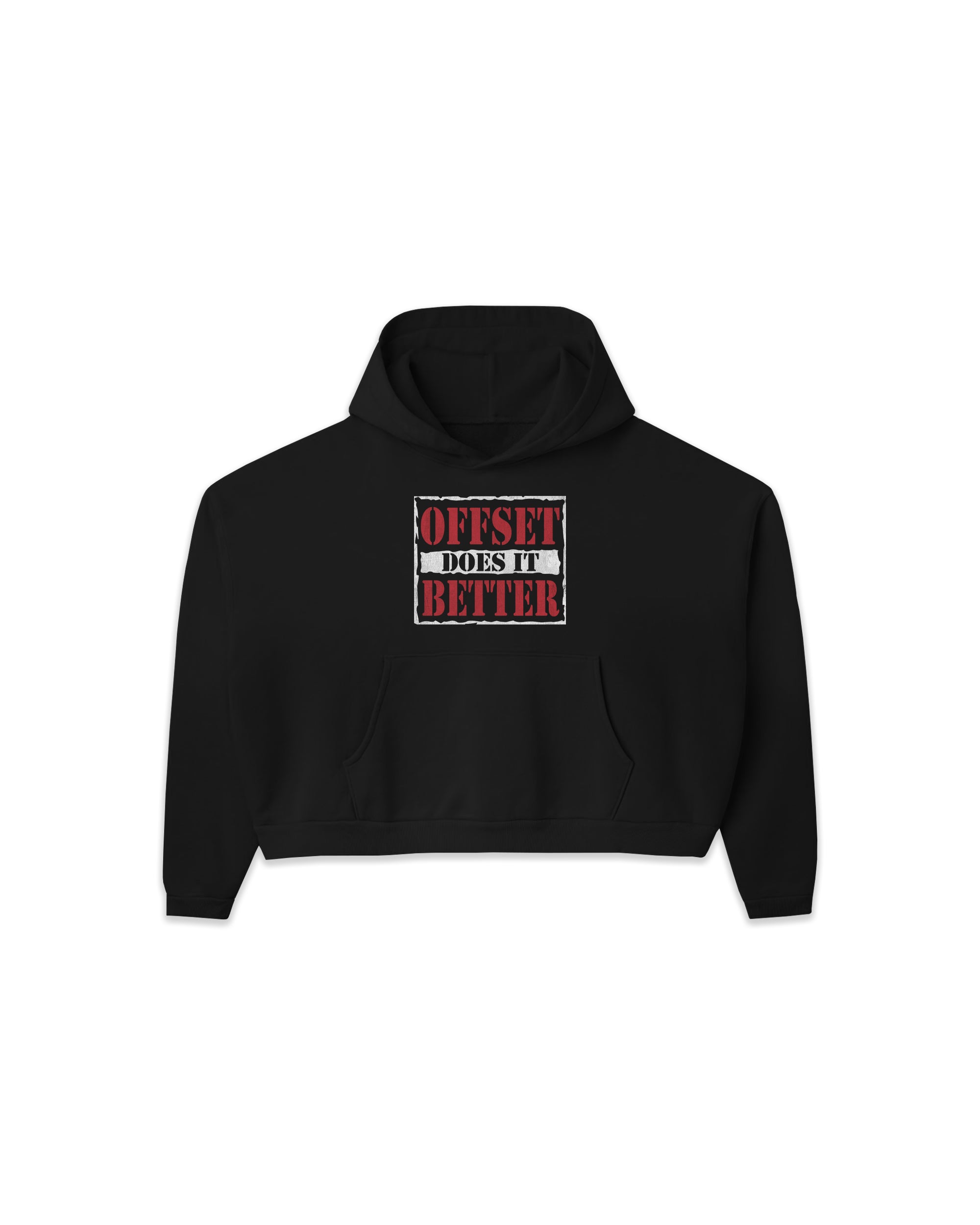 Raw Cropped Hoodie (Black)