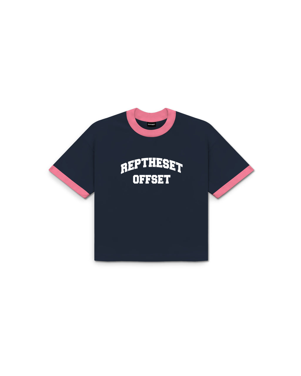 RTS Cotton Candy Ringer Cropped Tee (Navy Blue)