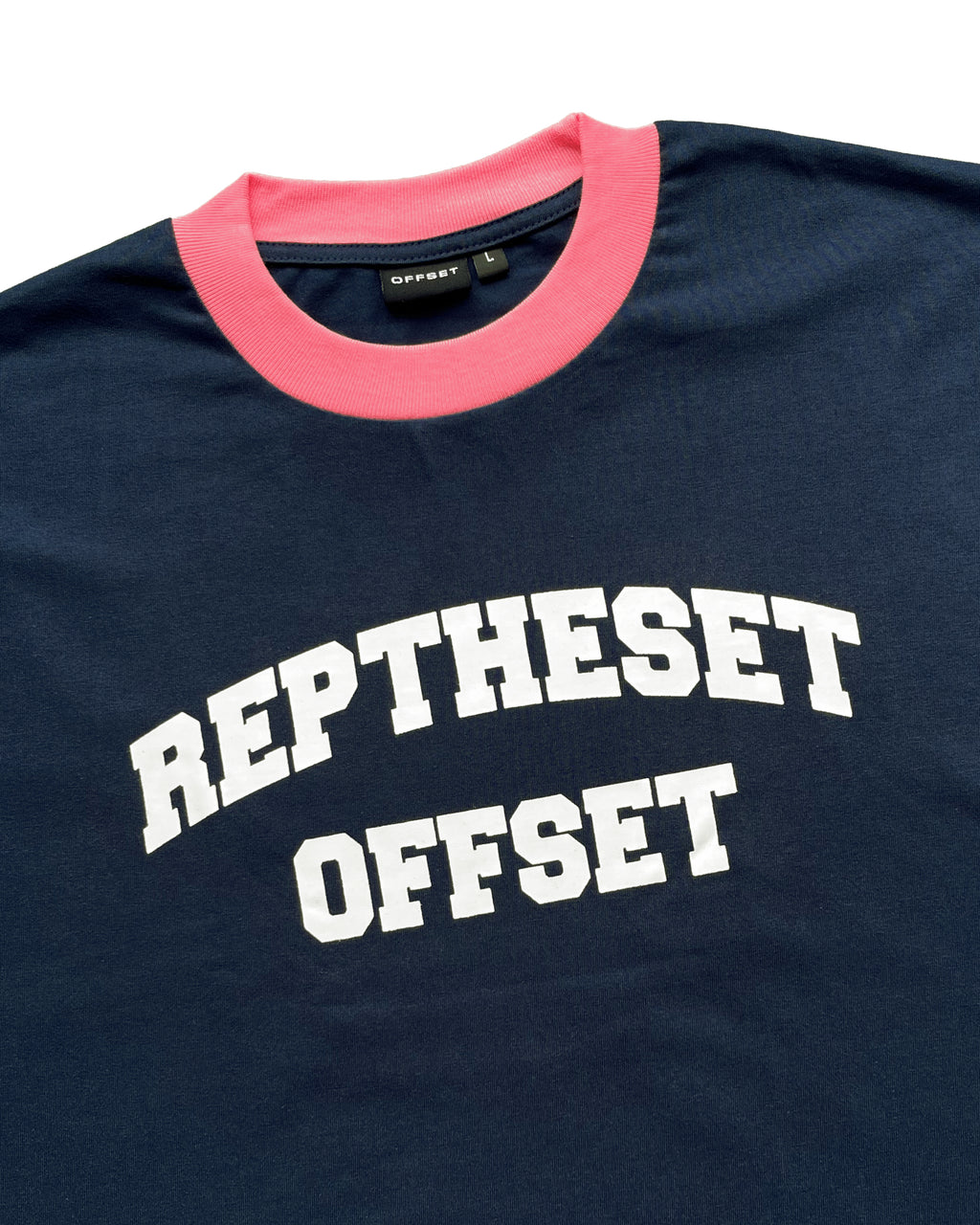 RTS Cotton Candy Ringer Cropped Tee (Navy Blue)