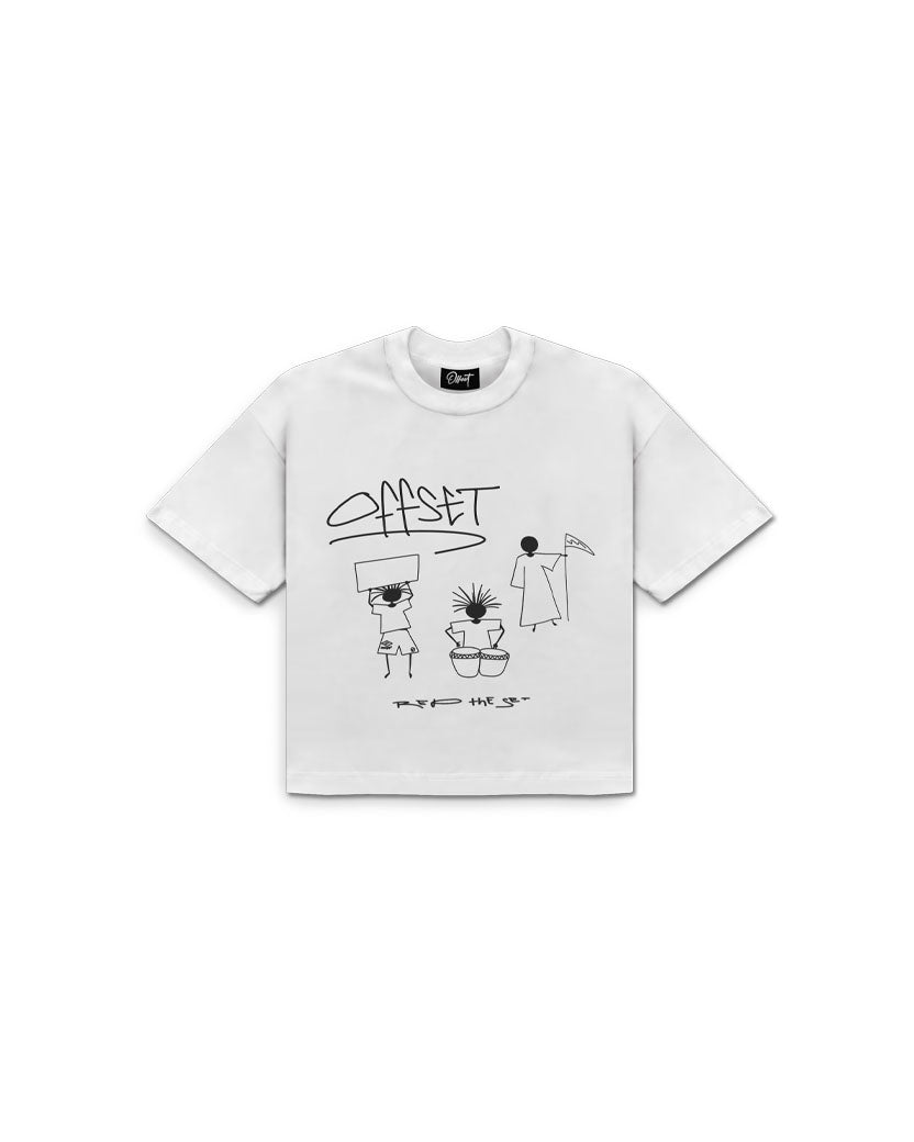 Doodle Cropped Tee (White)