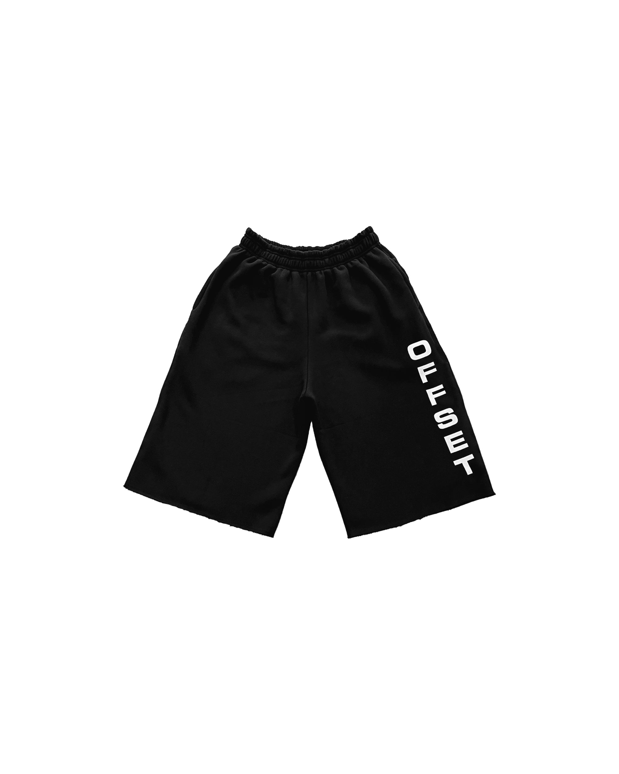 Vertical Long Baggy Sweat Shorts (Black)