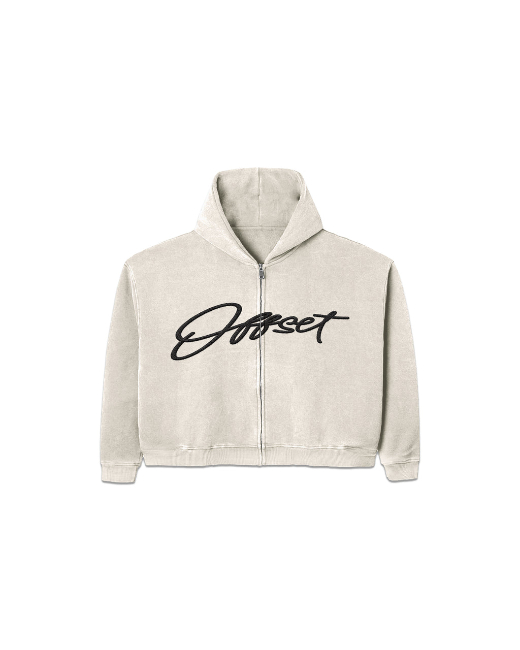 Script French Terry Zip-up Hoodie (Oat)