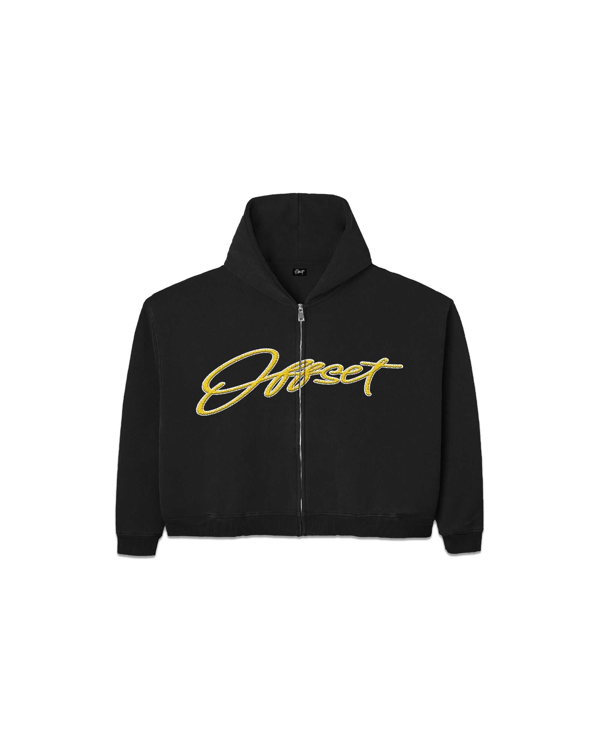 Script French Terry Zip-up Hoodie (Black)