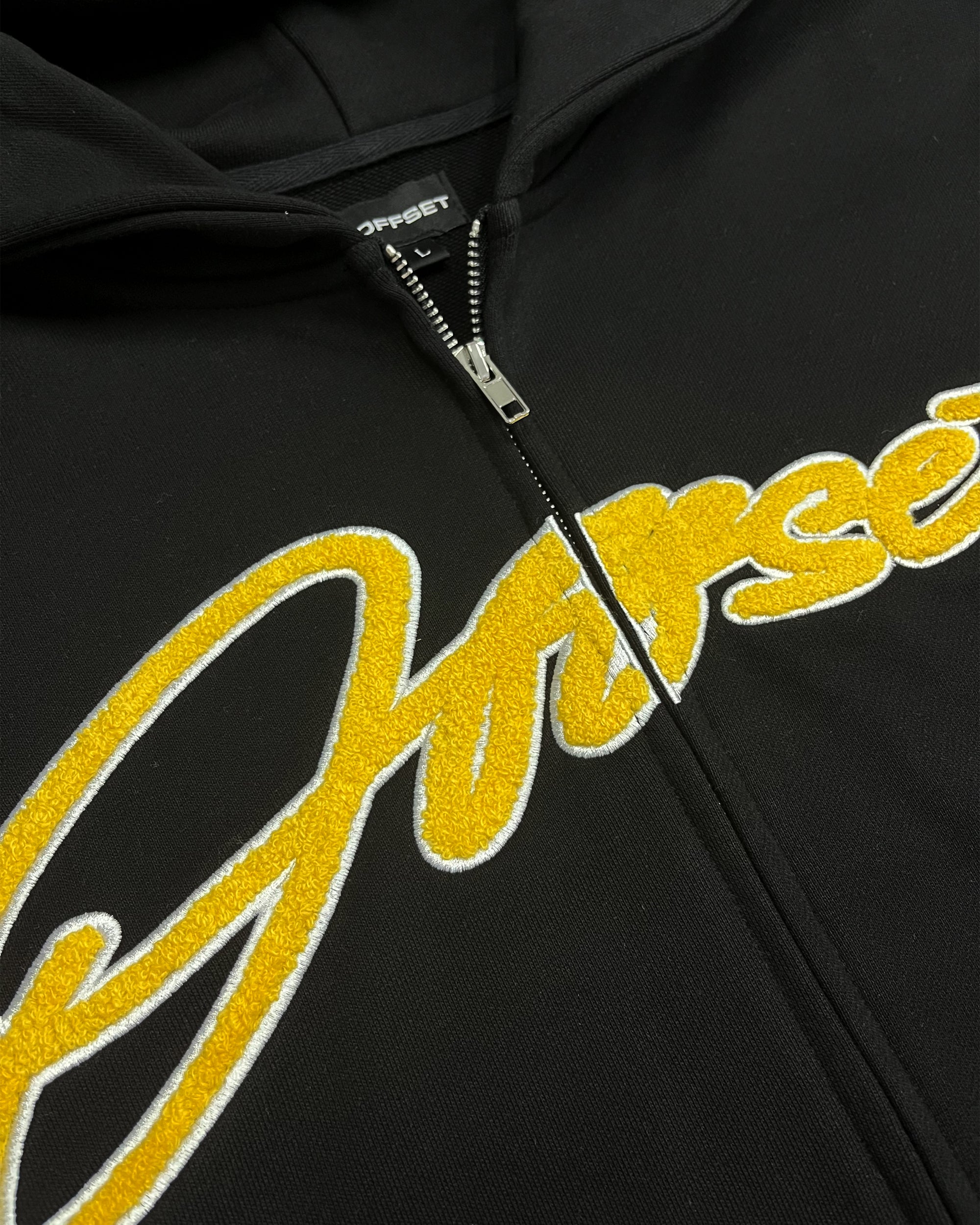 Script French Terry Zip-up Hoodie (Black)