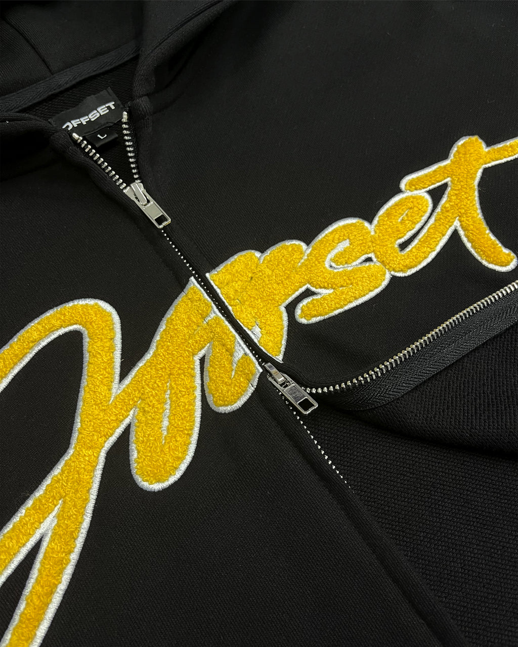 Script French Terry Zip-up Hoodie (Black)