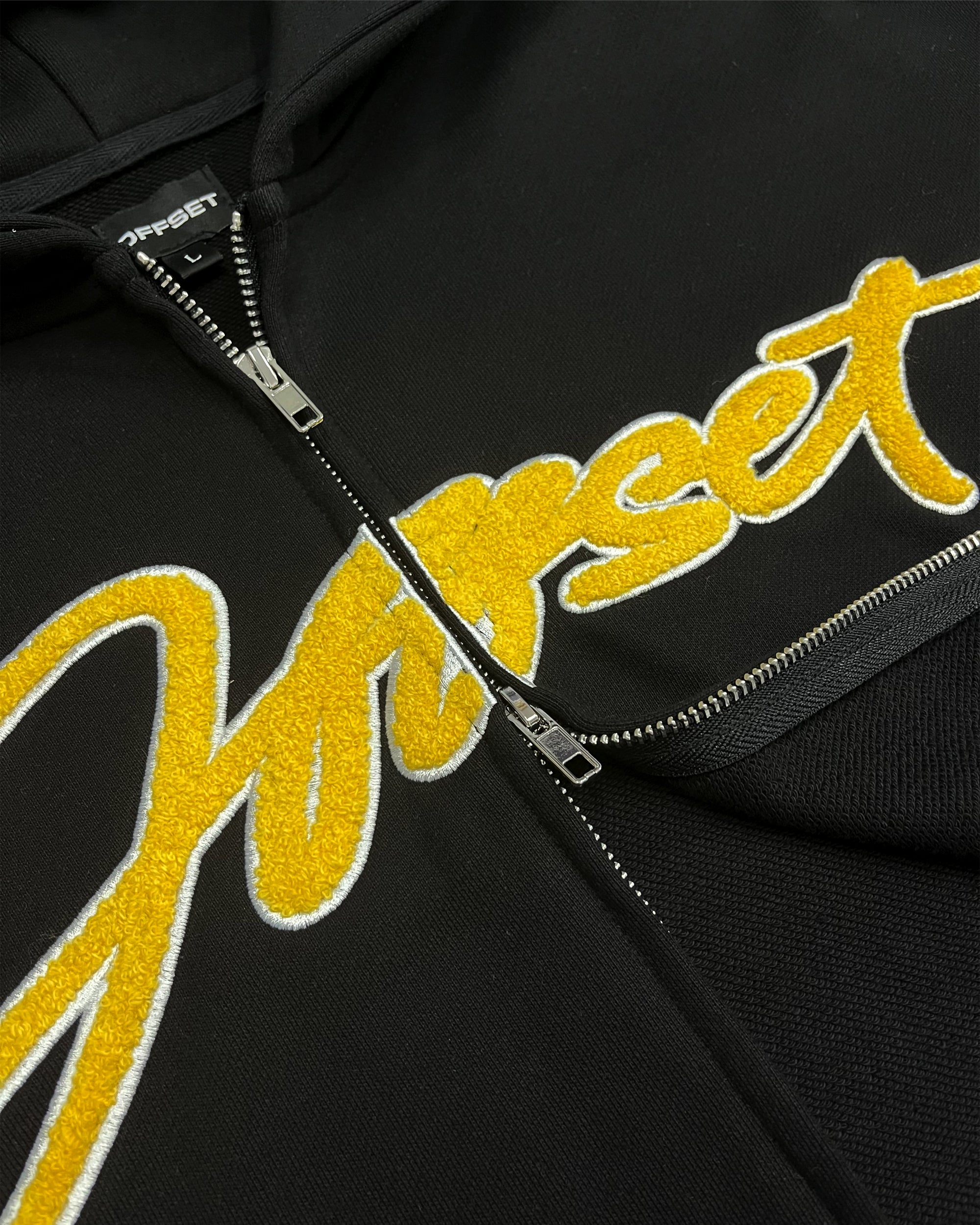 Script French Terry Zip-up Hoodie (Black)