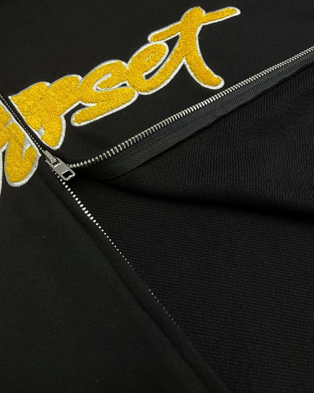 Script French Terry Zip-up Hoodie (Black)